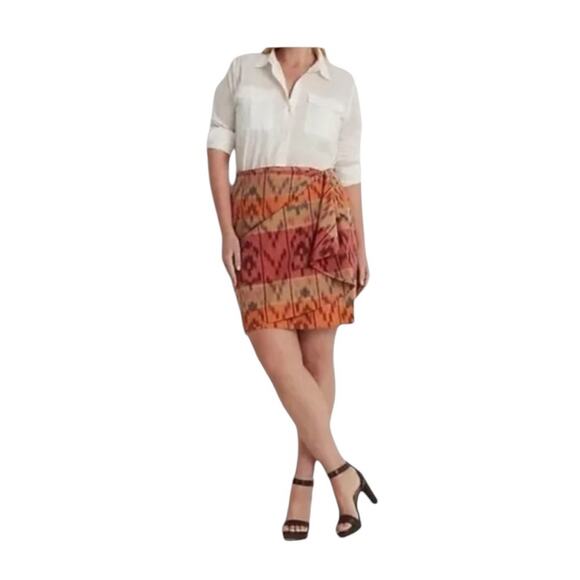Lauren Ralph Lauren True Wrap Skirt Above Knee Geo Motif Ruffle Ikat Fall NEW 22 - Picture 8 of 11